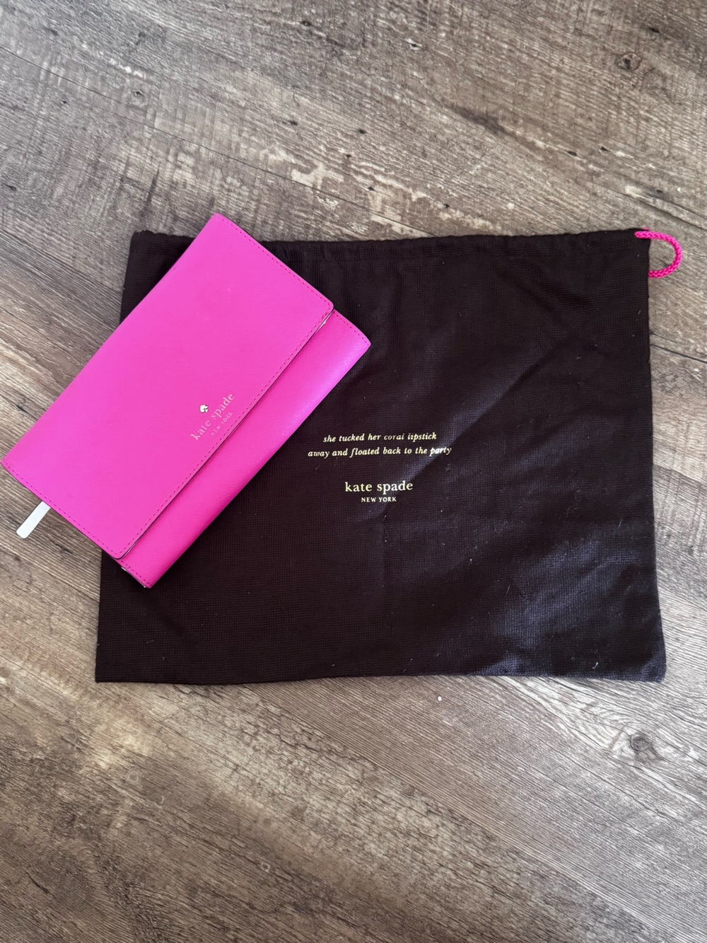kate spade hot pink leather continental travel wallet